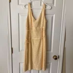 NWT yellow eyelet v-neck sleeveless dress, Casual Corner, size 12, knee length